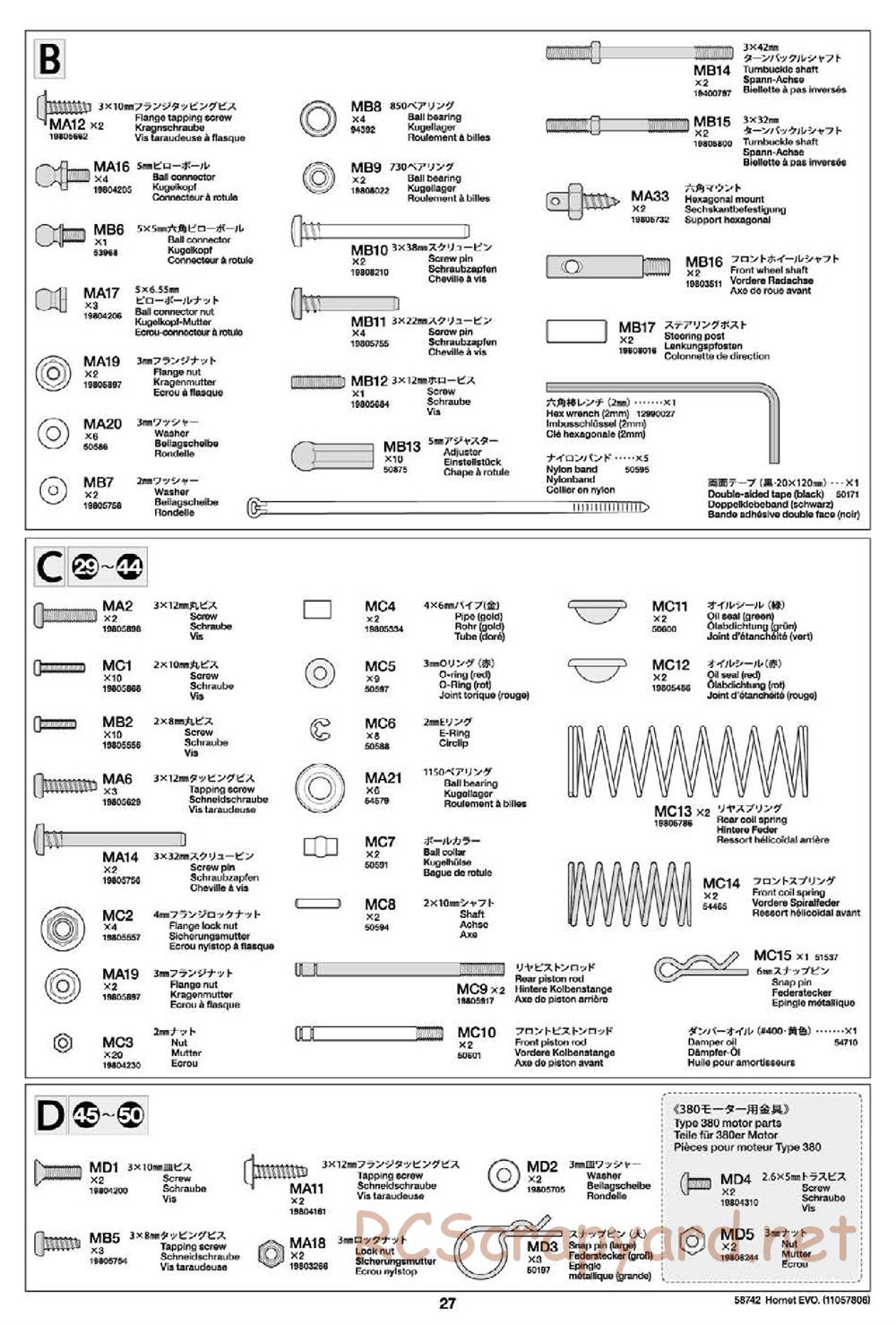 Tamiya - Hornet Evo Chassis - Manual - Page 27