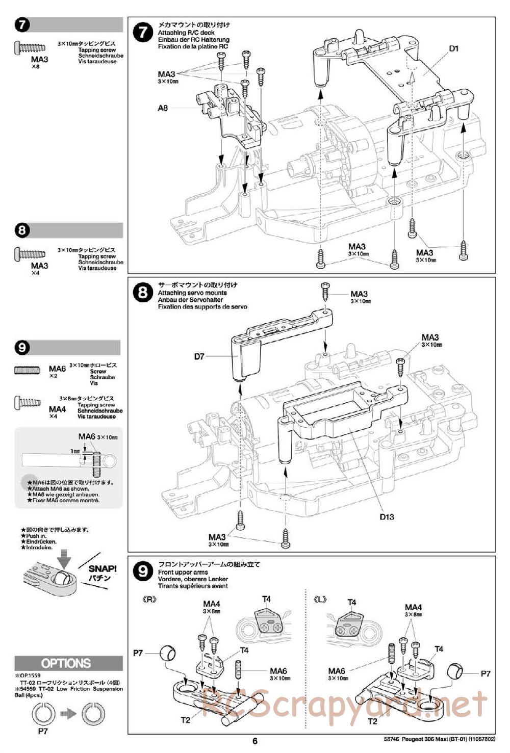 Tamiya - Peugeot 306 Maxi Chassis - Manual - Page 6