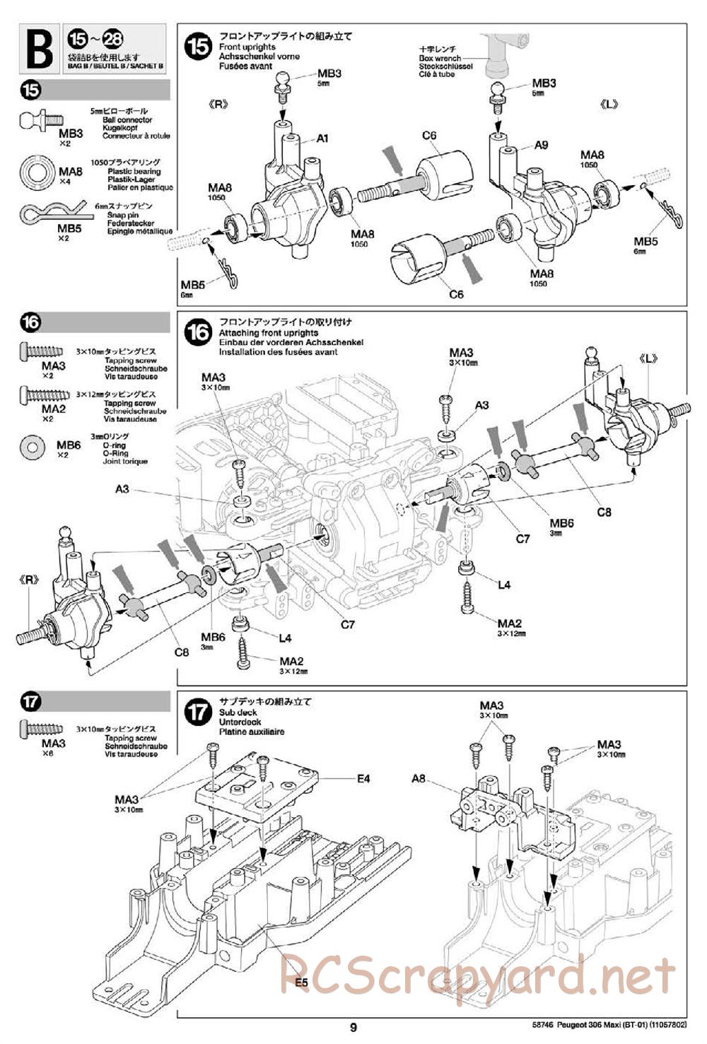 Tamiya - Peugeot 306 Maxi Chassis - Manual - Page 9