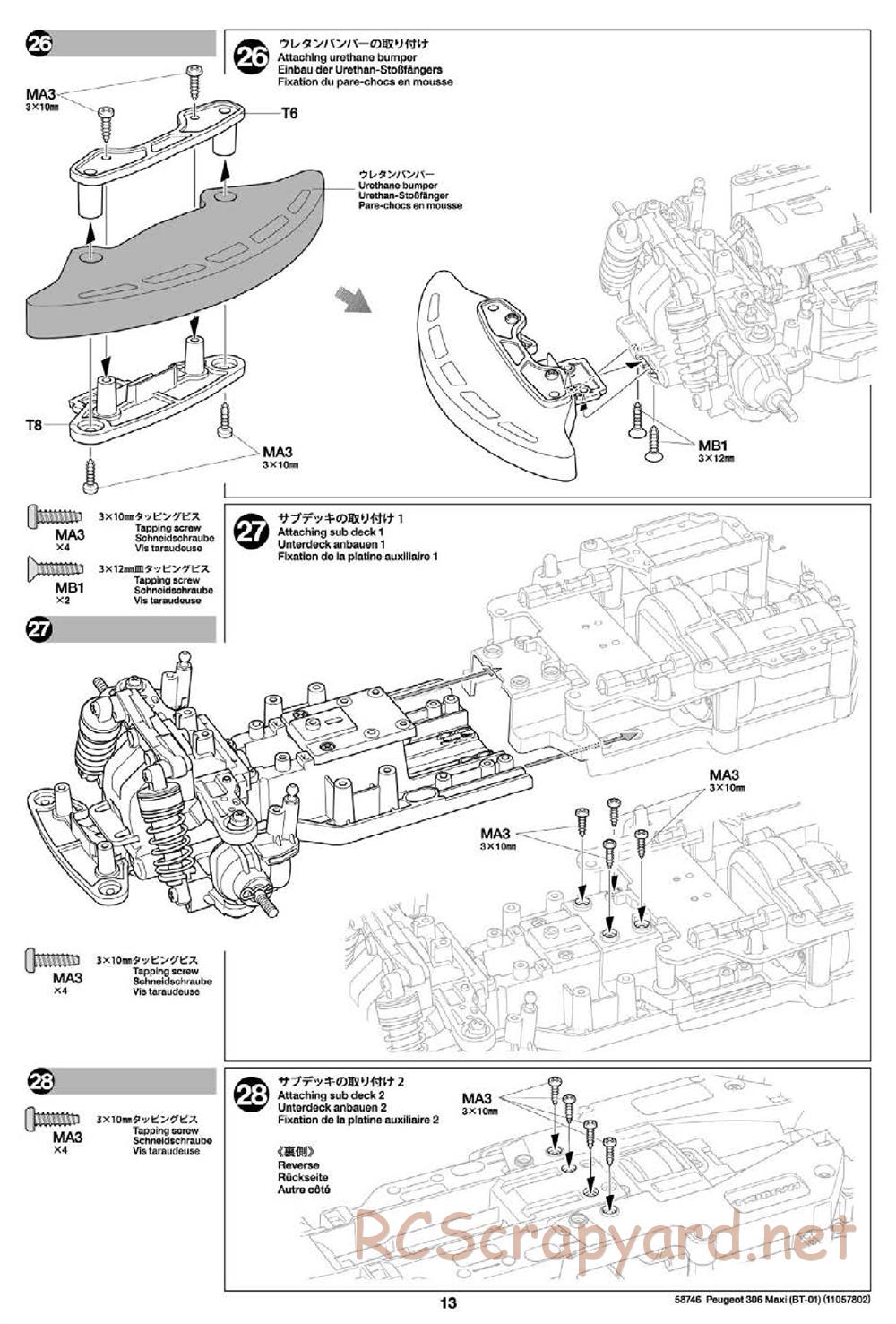 Tamiya - Peugeot 306 Maxi Chassis - Manual - Page 13