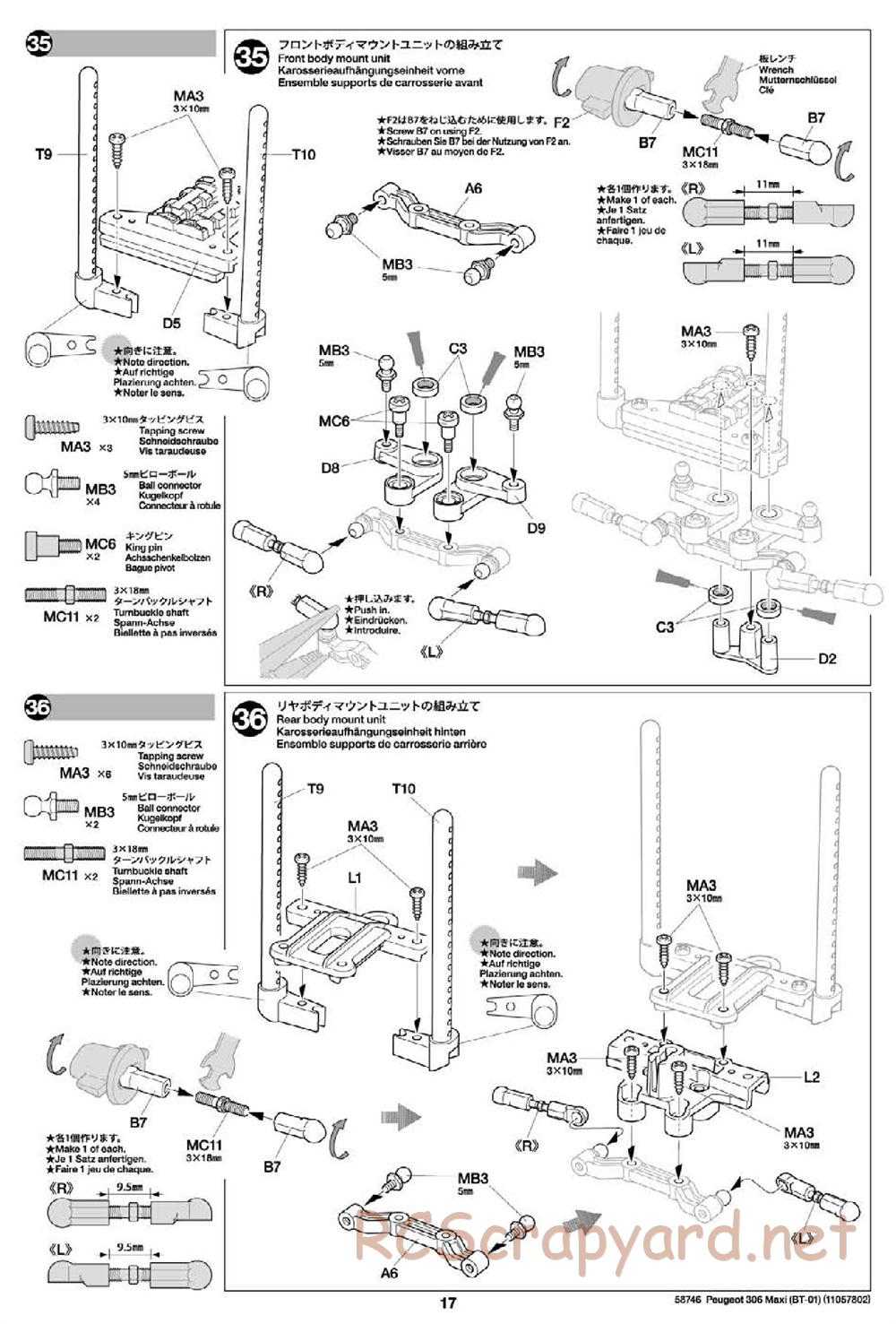 Tamiya - Peugeot 306 Maxi Chassis - Manual - Page 17