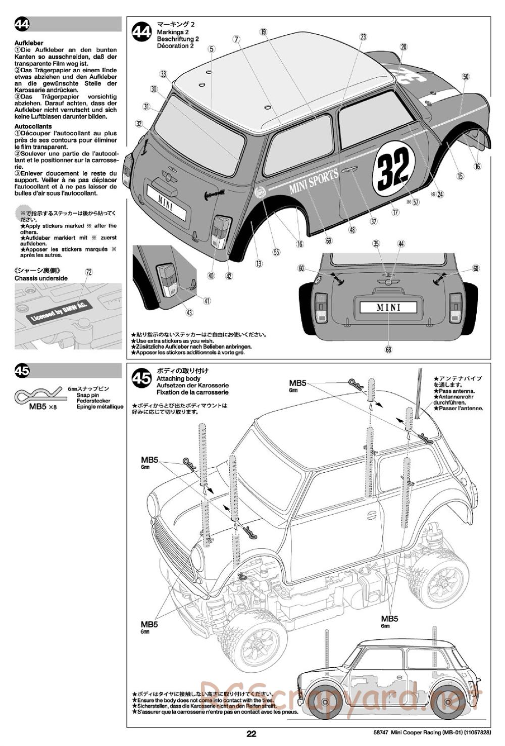 Tamiya - Mini Cooper Racing - MB-01 Chassis - Manual - Page 22