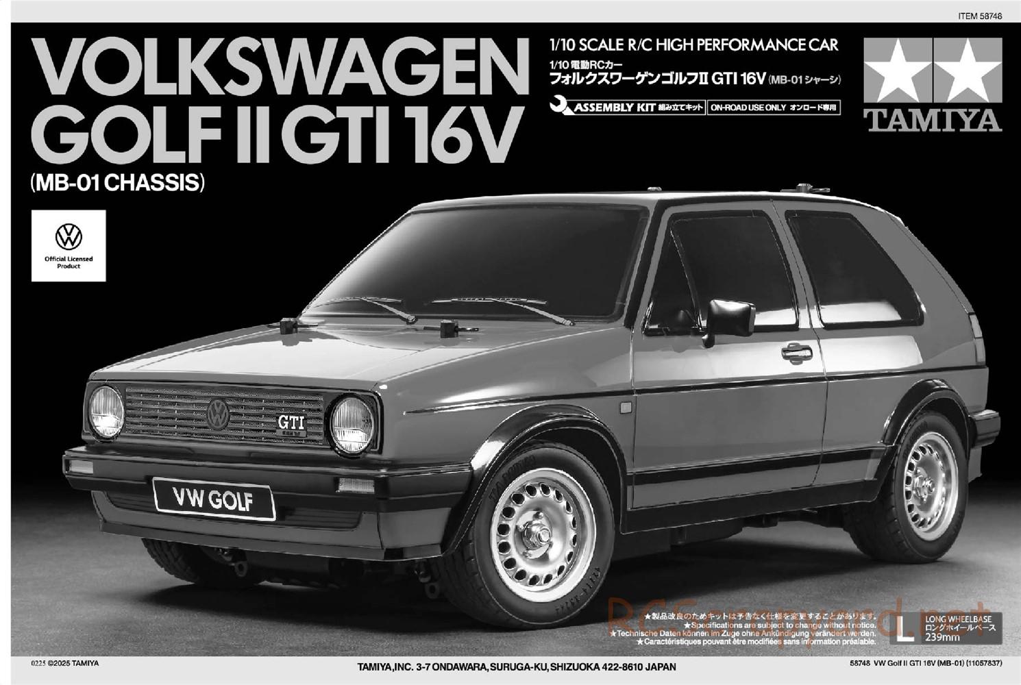 Tamiya - Volkswagen Golf II GTI 16V - MB-01 Chassis - Manual - Page 1