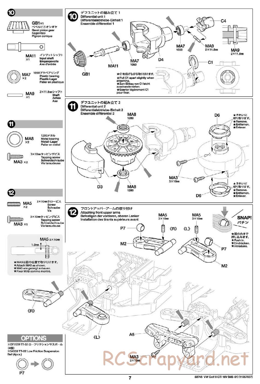 Tamiya - Volkswagen Golf II GTI 16V - MB-01 Chassis - Manual - Page 7