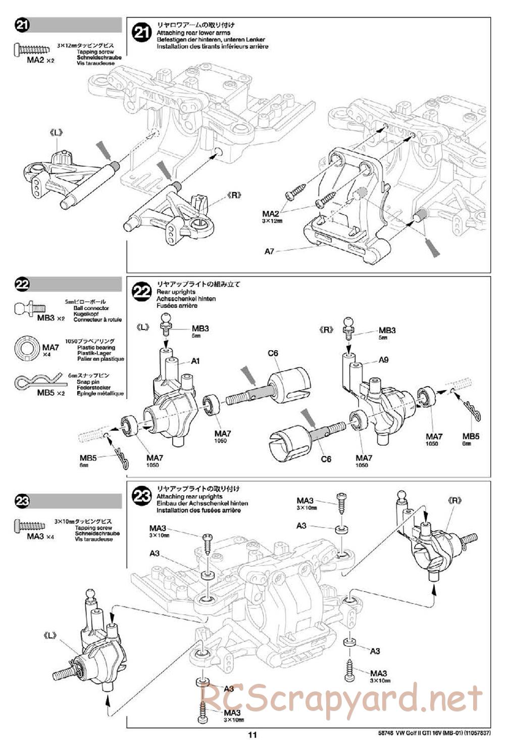 Tamiya - Volkswagen Golf II GTI 16V - MB-01 Chassis - Manual - Page 11