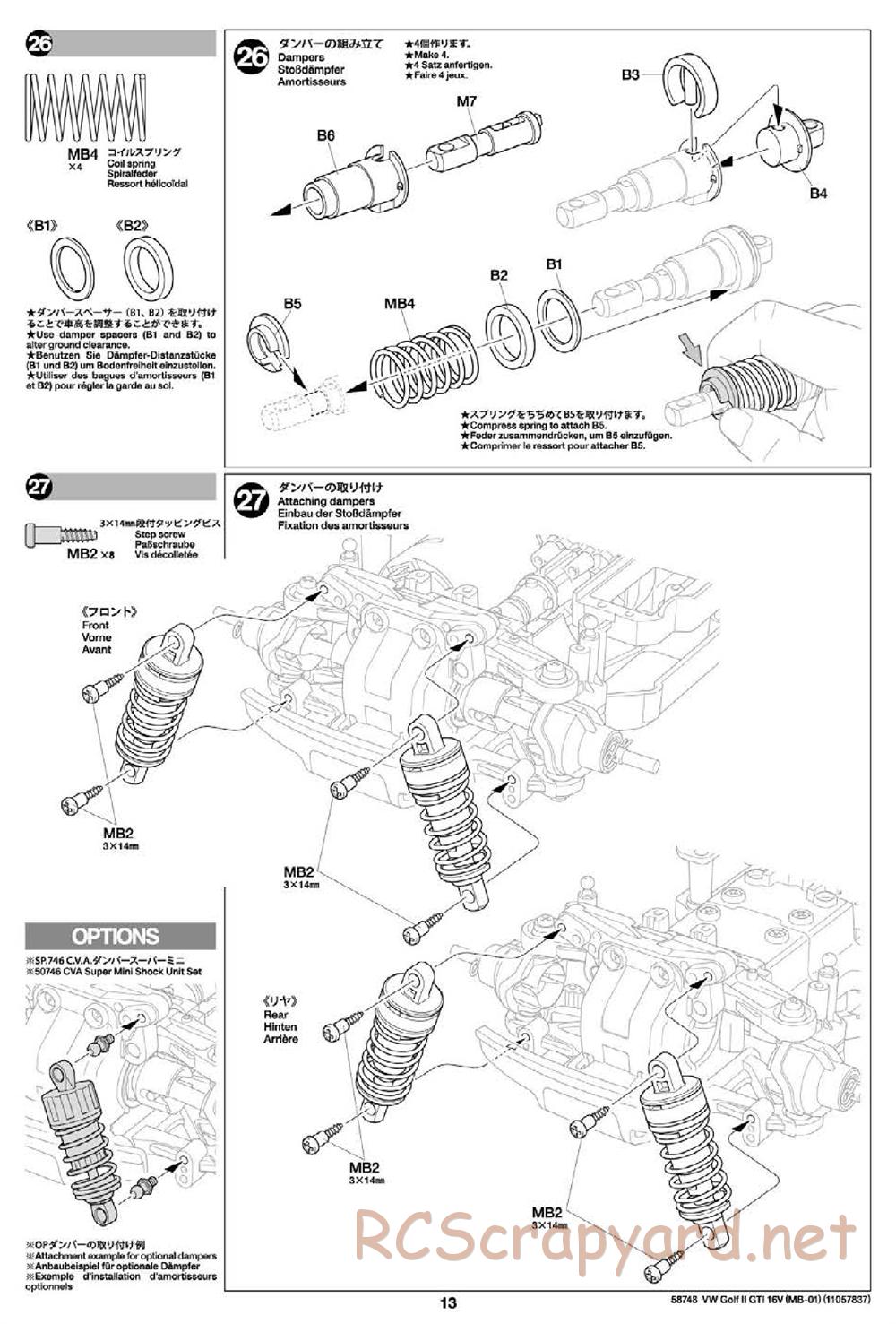 Tamiya - Volkswagen Golf II GTI 16V - MB-01 Chassis - Manual - Page 13