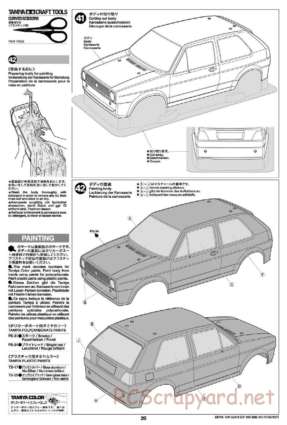 Tamiya - Volkswagen Golf II GTI 16V - MB-01 Chassis - Manual - Page 20