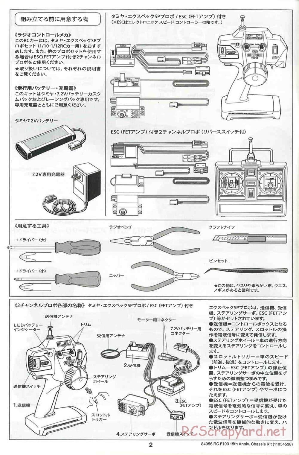 Tamiya - F103 15th Anniversary Chassis - Manual - Page 2