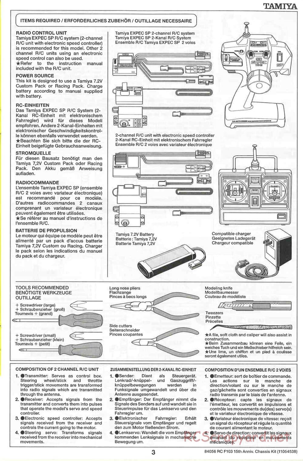 Tamiya - F103 15th Anniversary Chassis - Manual - Page 3