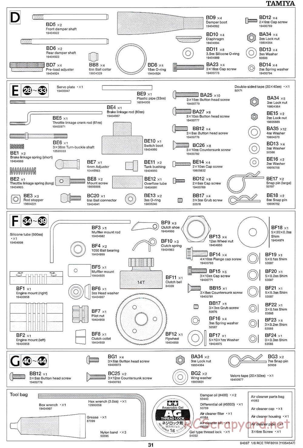 Tamiya - TRF801X Chassis - Manual - Page 31