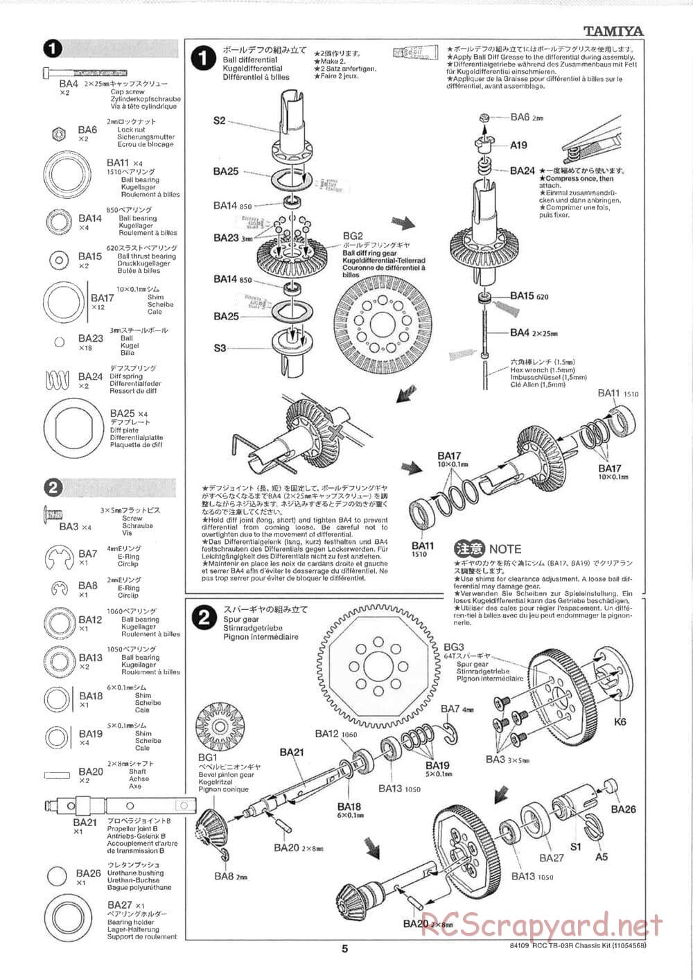 Tamiya - TB-03R Chassis - Manual - Page 5