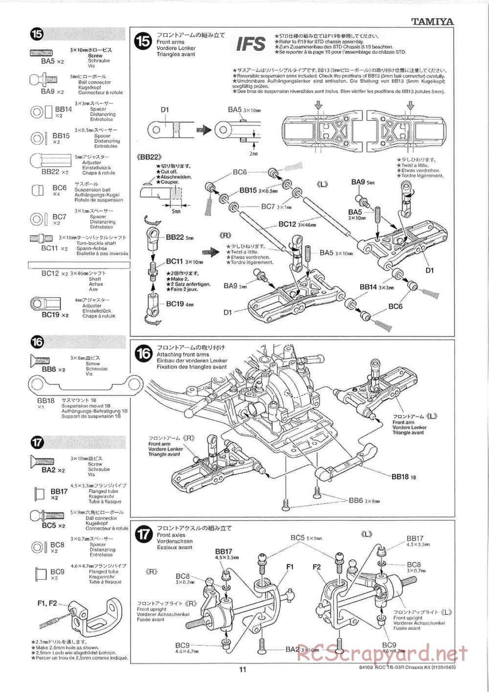 Tamiya - TB-03R Chassis - Manual - Page 11