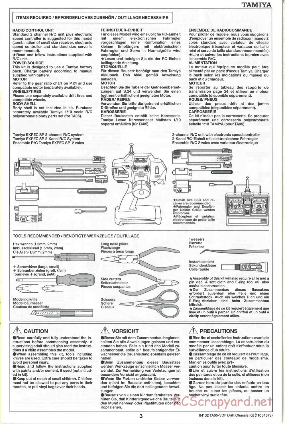 Tamiya - TA05-VDF Drift Spec Chassis - Manual - Page 3