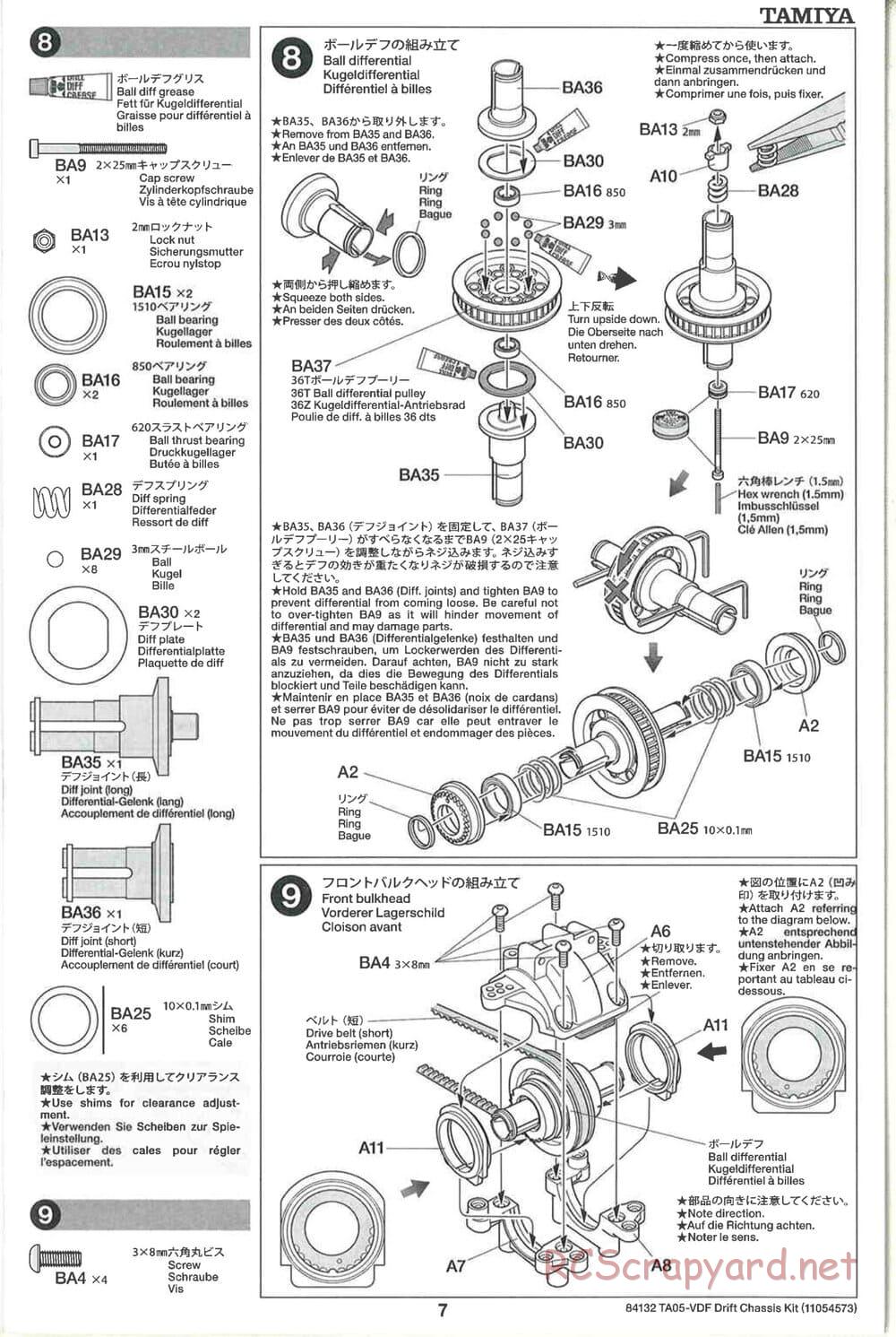 Tamiya - TA05-VDF Drift Spec Chassis - Manual - Page 7