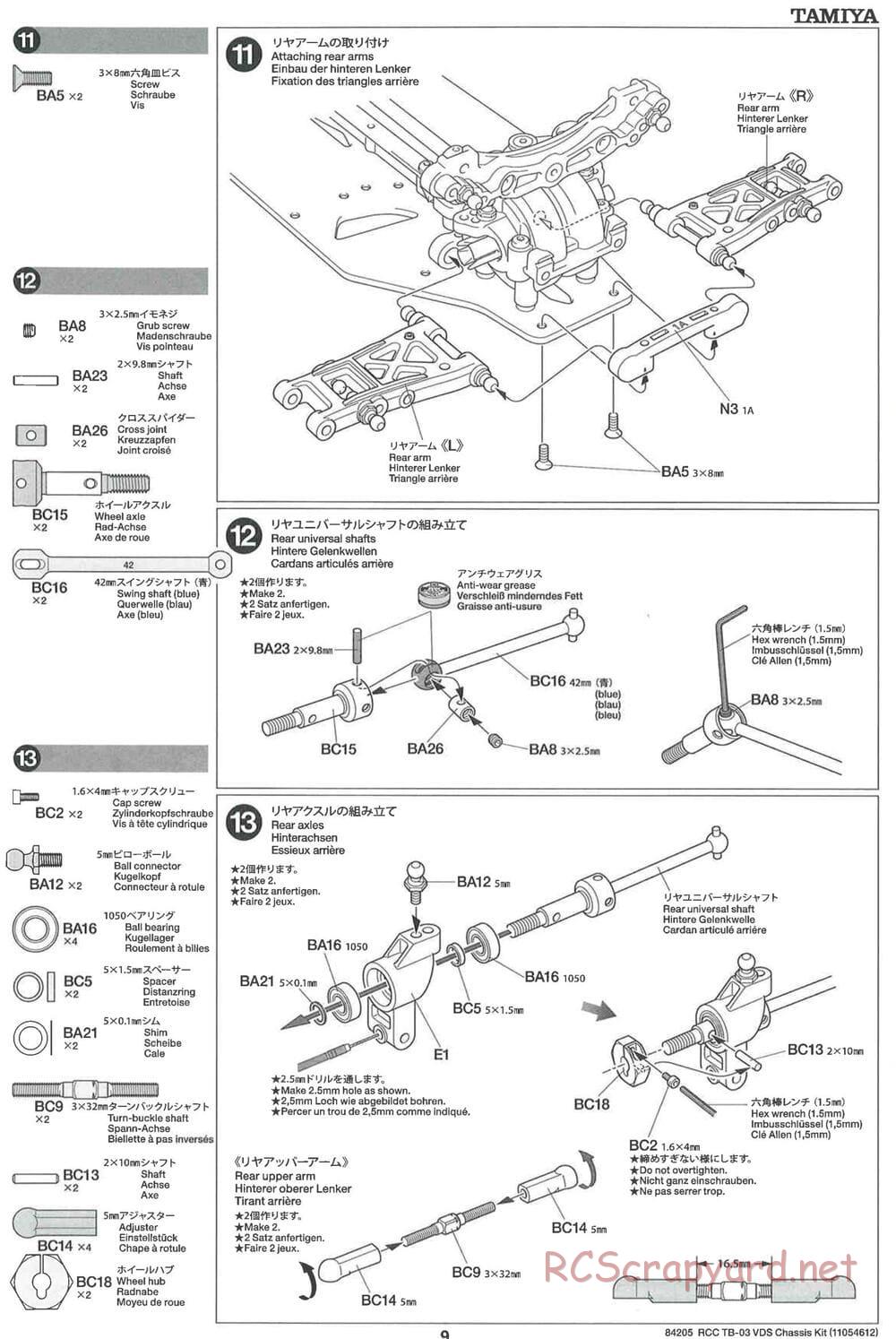Tamiya - TB-03 VDS Drift Spec Chassis - Manual - Page 9