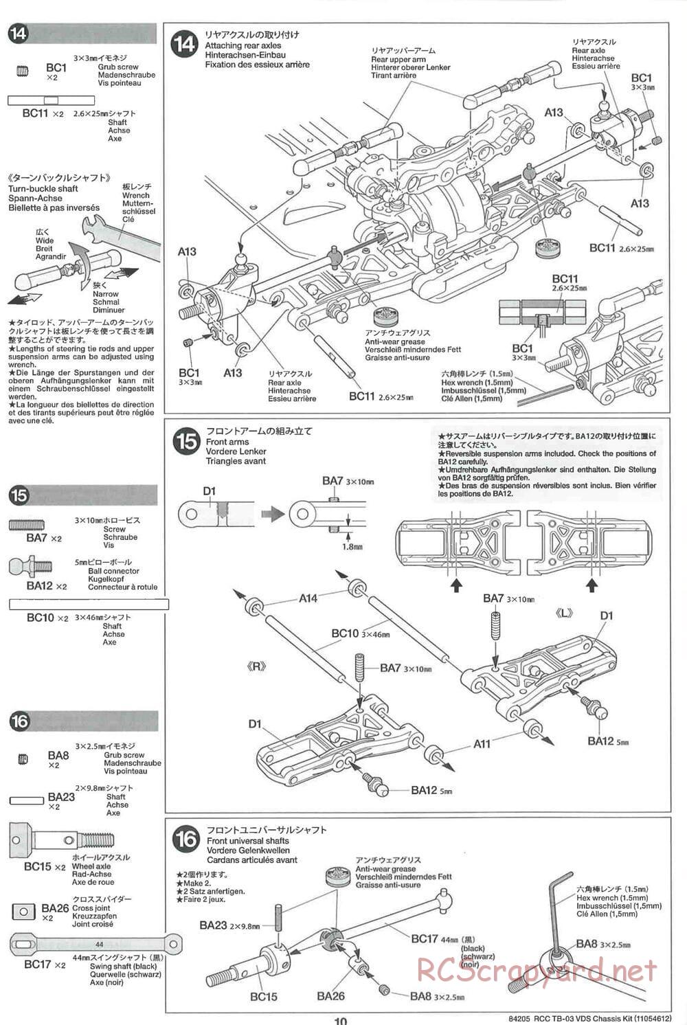 Tamiya - TB-03 VDS Drift Spec Chassis - Manual - Page 10
