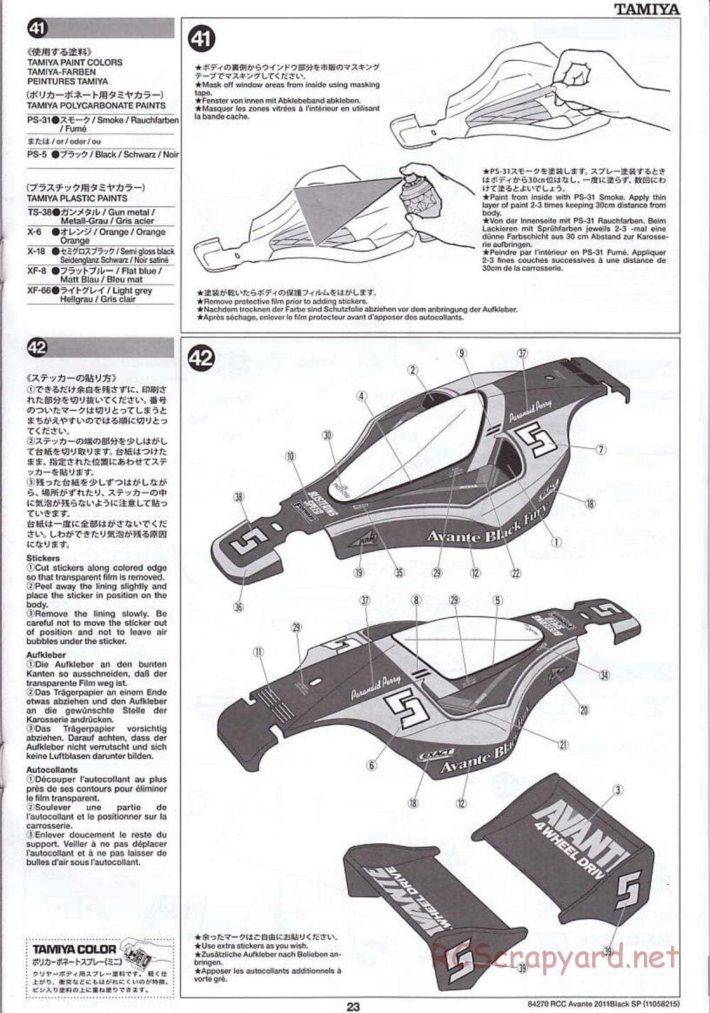 Tamiya - Avante 2011 - Black Special Chassis - Manual - Page 23