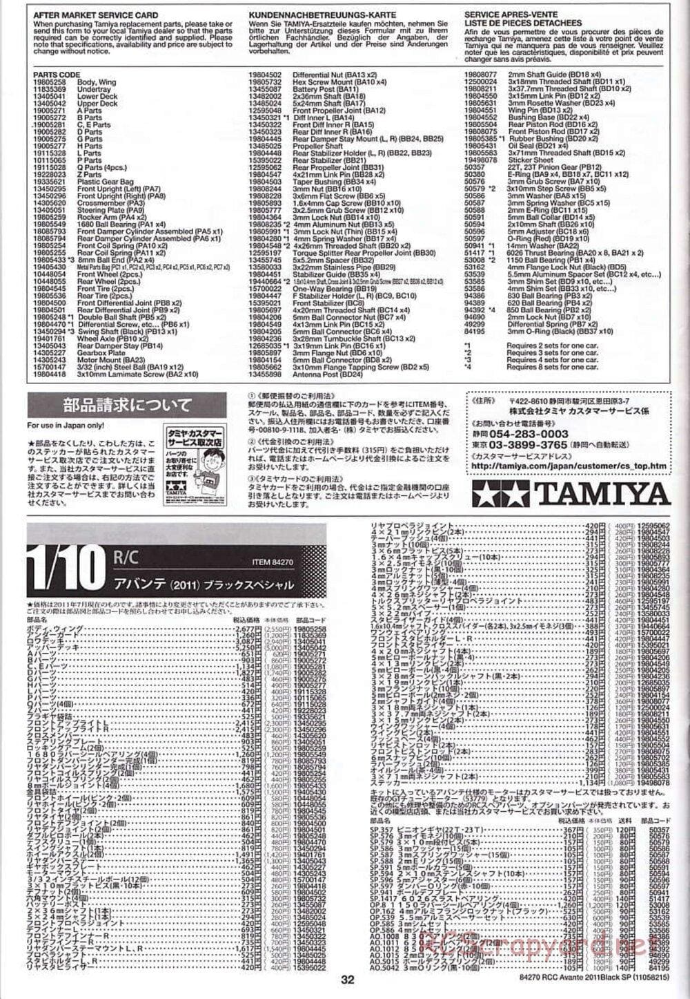 Tamiya - Avante 2011 - Black Special Chassis - Manual - Page 32