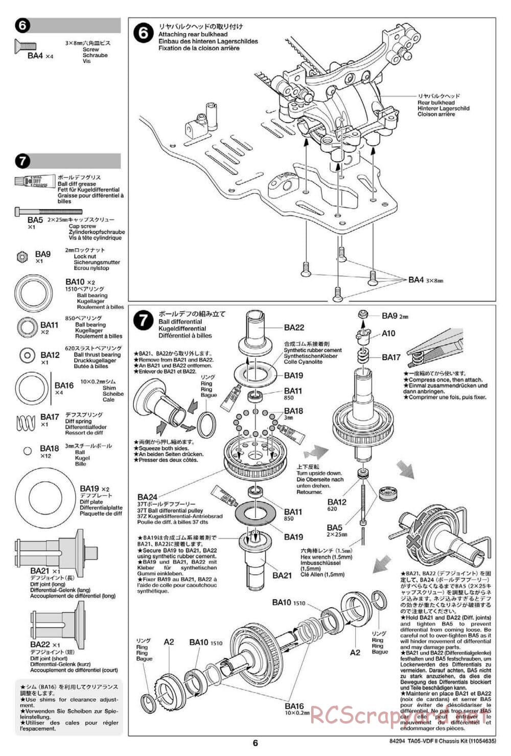 Tamiya - TA05-VDF II Drift Chassis - Manual - Page 6