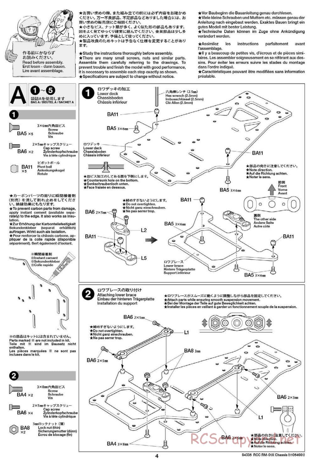 Tamiya - RM-01X Chassis - Manual - Page 4