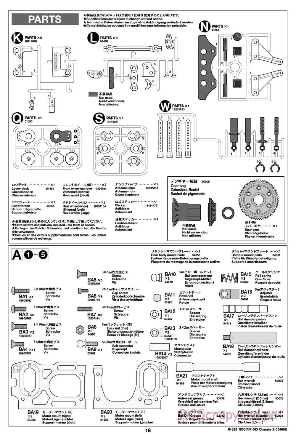 Tamiya - RM-01X Chassis - Manual - Page 18