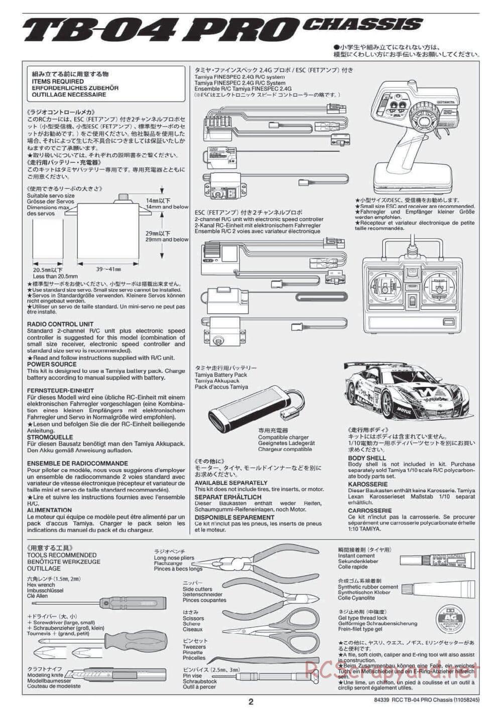 Tamiya - TB-04 Pro Chassis - Manual - Page 2