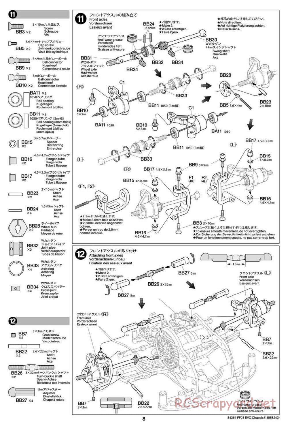 Tamiya - FF-03 Evo Chassis - Manual - Page 8