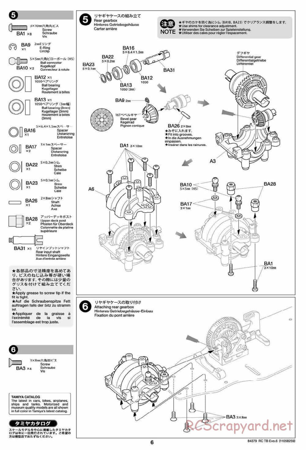 Tamiya - TB Evo.6 Chassis - Manual - Page 6