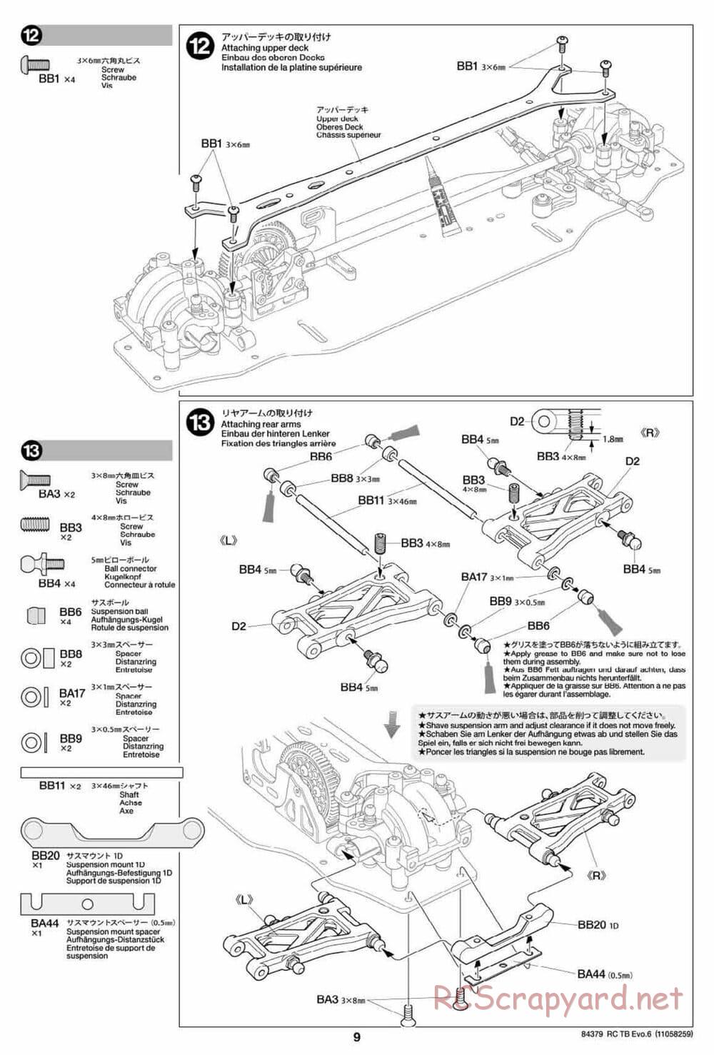 Tamiya - TB Evo.6 Chassis - Manual - Page 9