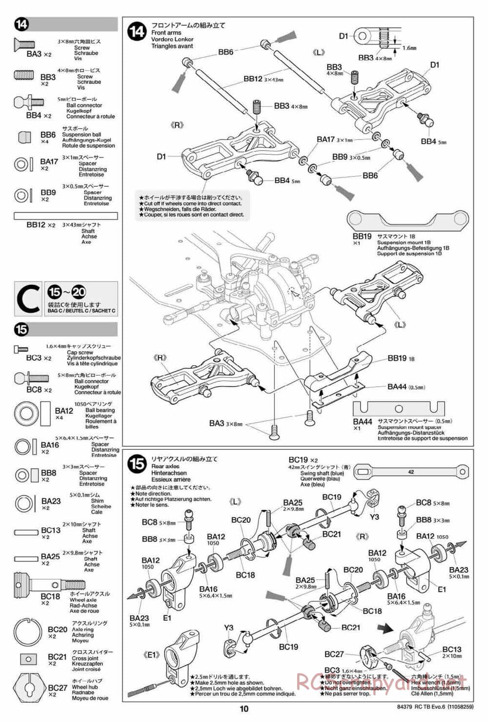 Tamiya - TB Evo.6 Chassis - Manual - Page 10
