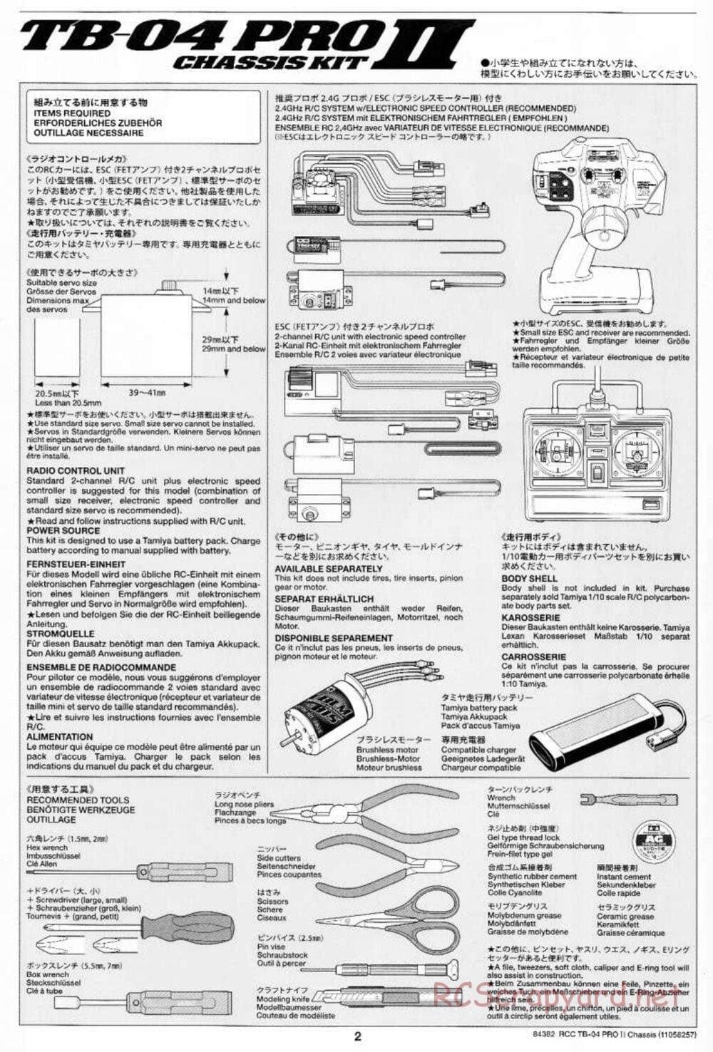 Tamiya - TB-04 Pro II Chassis - Manual - Page 2