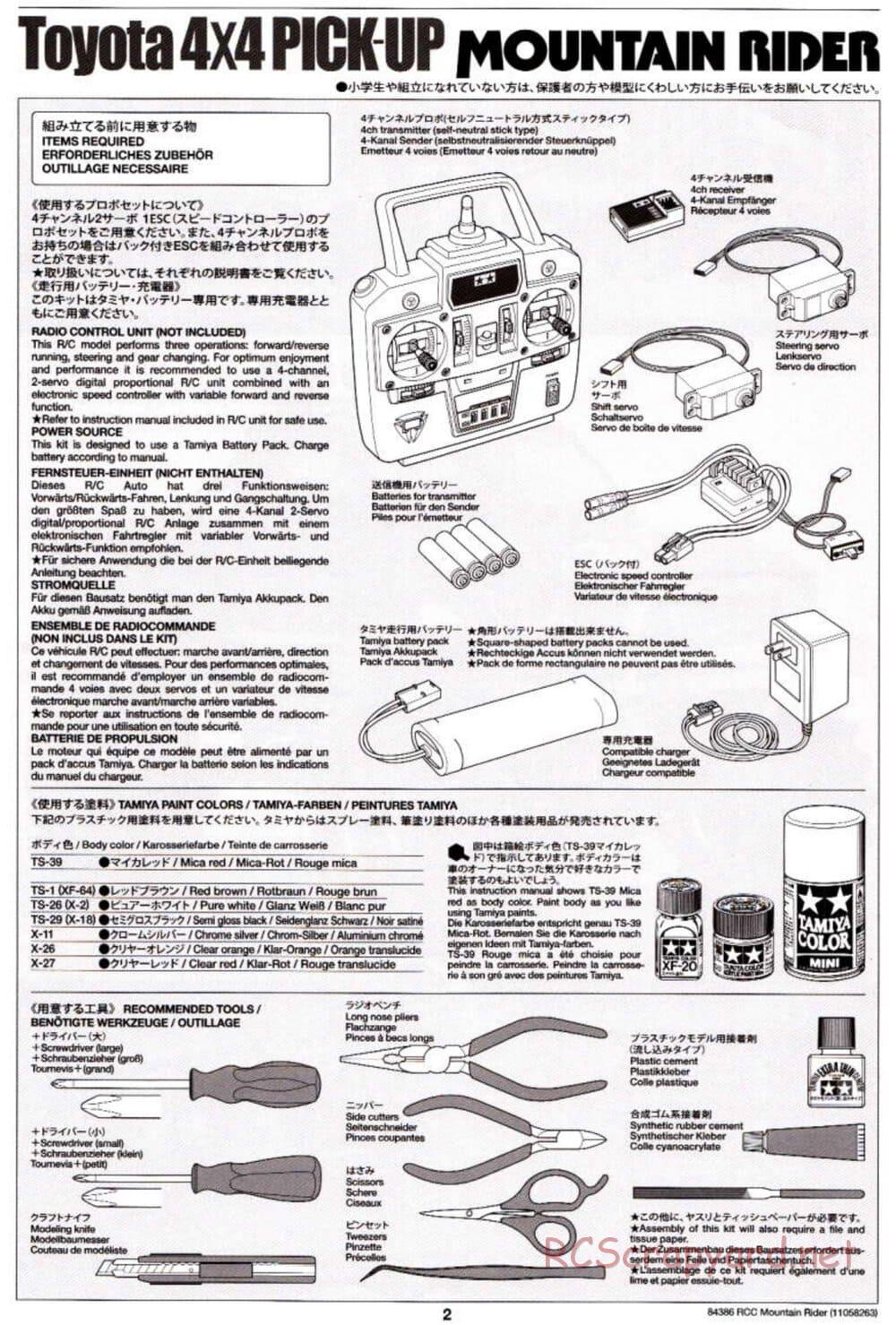 Tamiya - Toyota 4x4 Pick-Up Mountain Rider Chassis - Manual - Page 2