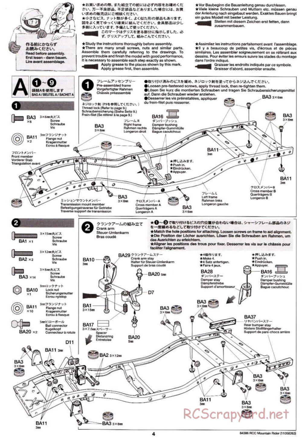 Tamiya - Toyota 4x4 Pick-Up Mountain Rider Chassis - Manual - Page 4