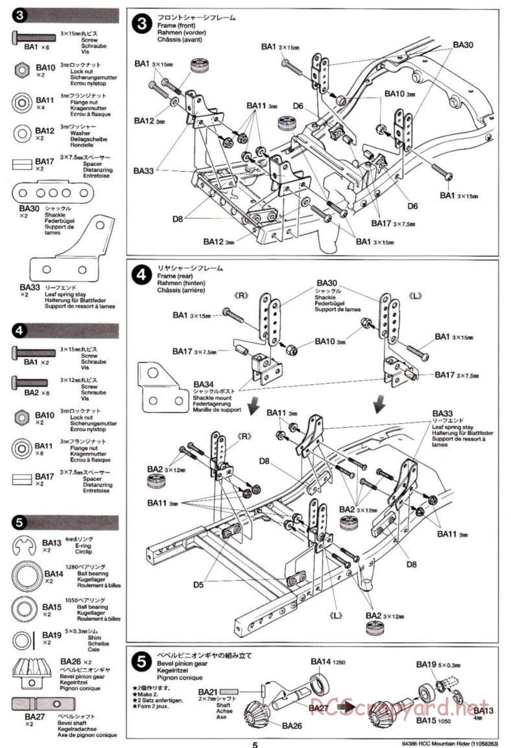 Tamiya - Toyota 4x4 Pick-Up Mountain Rider Chassis - Manual - Page 5