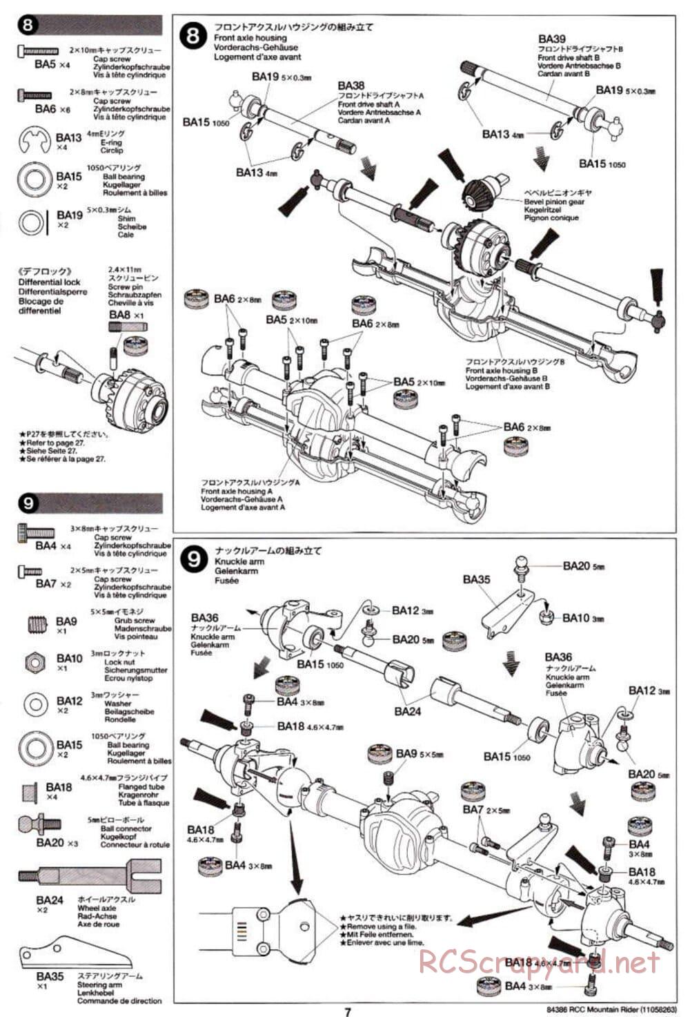 Tamiya - Toyota 4x4 Pick-Up Mountain Rider Chassis - Manual - Page 7