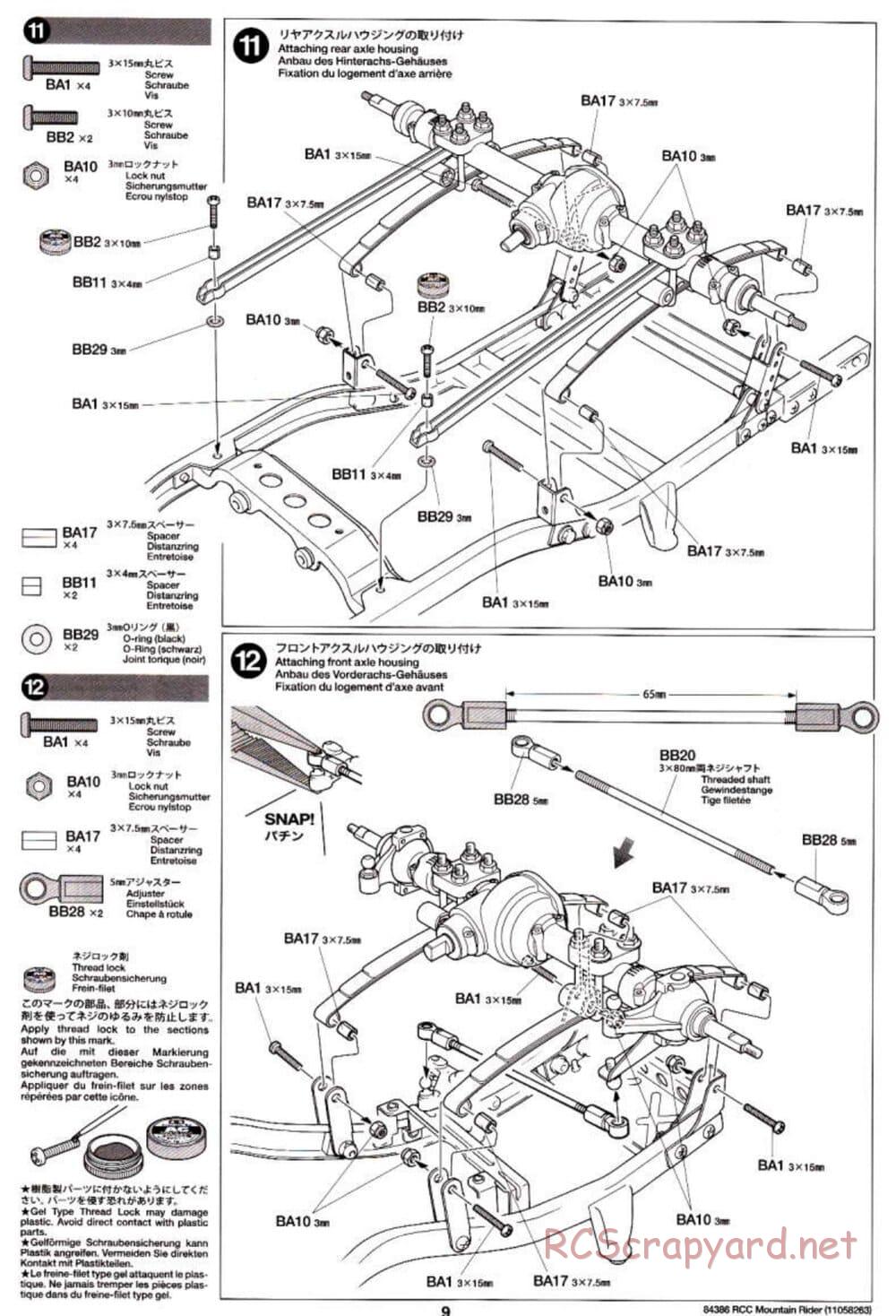 Tamiya - Toyota 4x4 Pick-Up Mountain Rider Chassis - Manual - Page 9