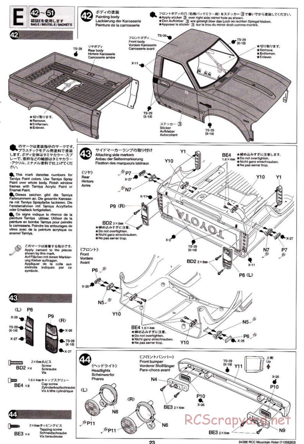 Tamiya - Toyota 4x4 Pick-Up Mountain Rider Chassis - Manual - Page 23