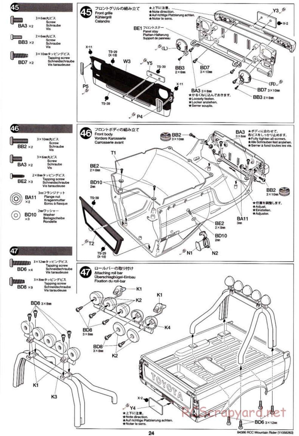 Tamiya - Toyota 4x4 Pick-Up Mountain Rider Chassis - Manual - Page 24