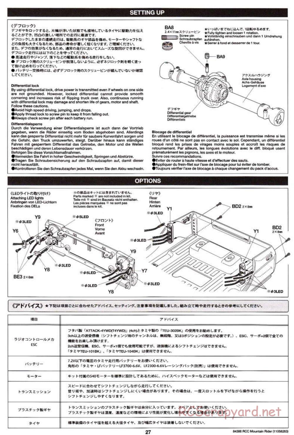 Tamiya - Toyota 4x4 Pick-Up Mountain Rider Chassis - Manual - Page 27