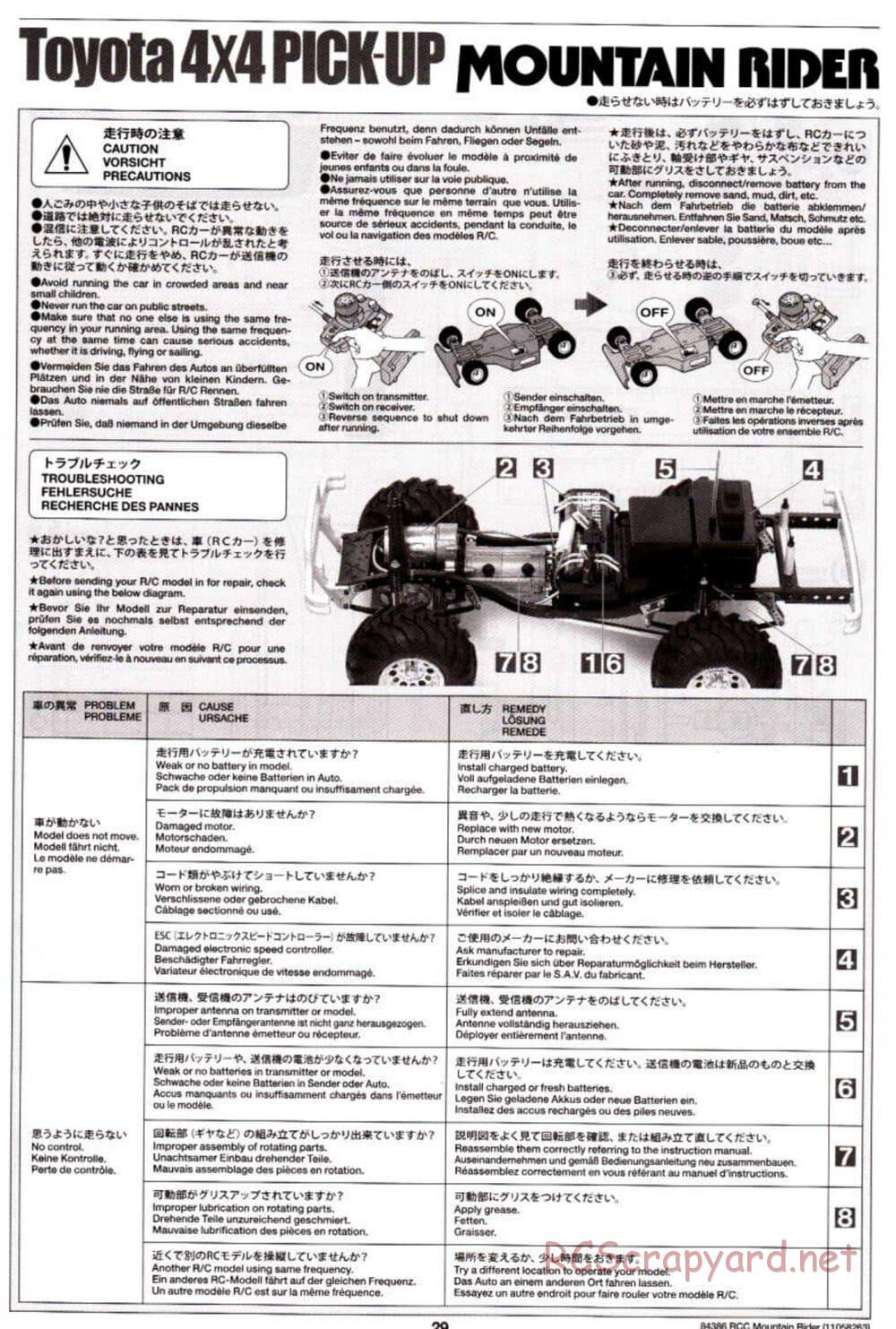 Tamiya - Toyota 4x4 Pick-Up Mountain Rider Chassis - Manual - Page 29