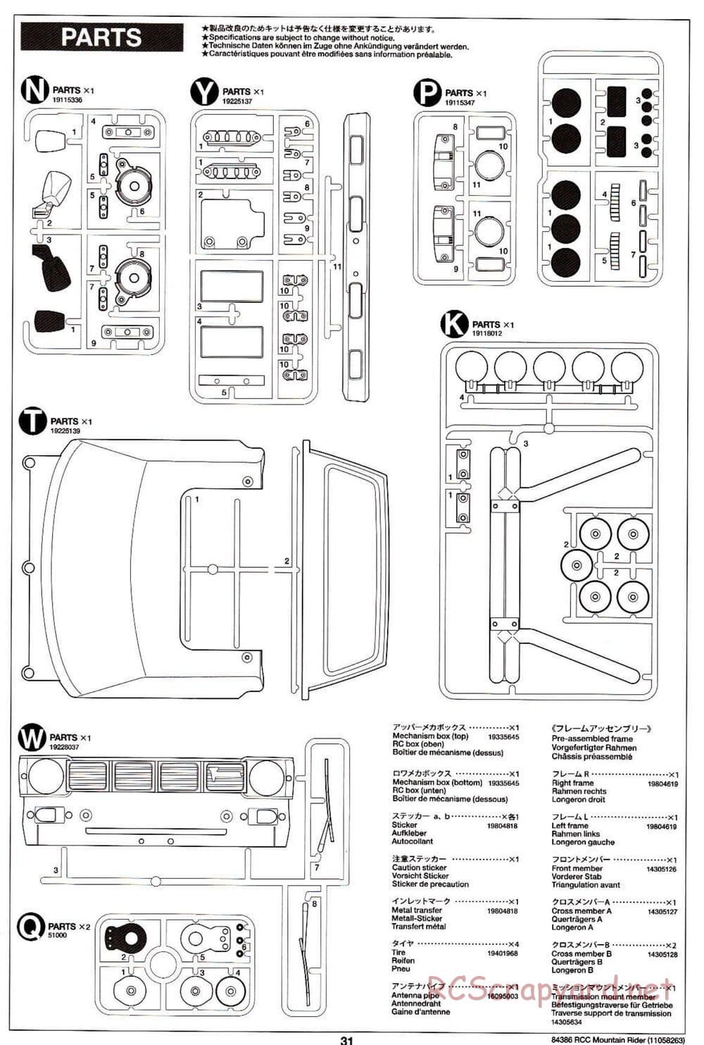Tamiya - Toyota 4x4 Pick-Up Mountain Rider Chassis - Manual - Page 31