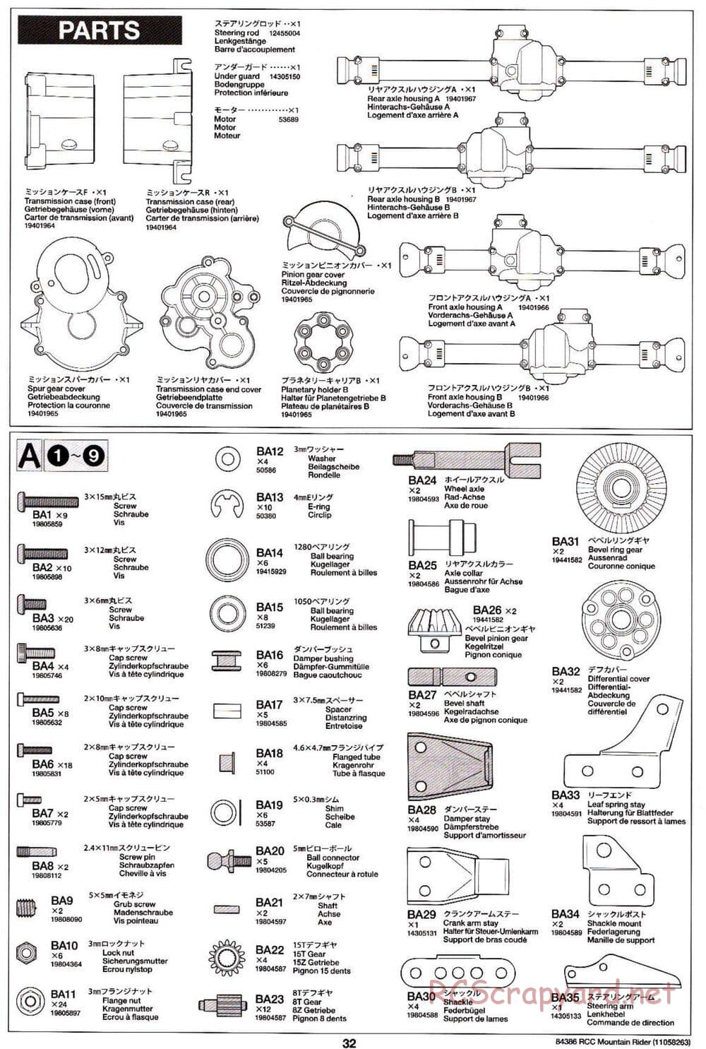 Tamiya - Toyota 4x4 Pick-Up Mountain Rider Chassis - Manual - Page 32