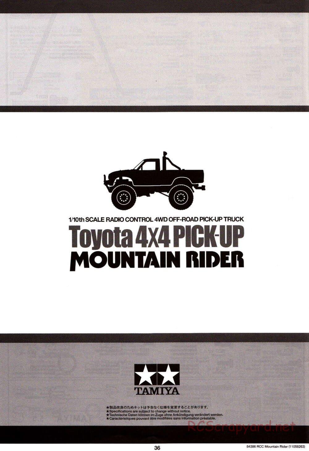 Tamiya - Toyota 4x4 Pick-Up Mountain Rider Chassis - Manual - Page 37