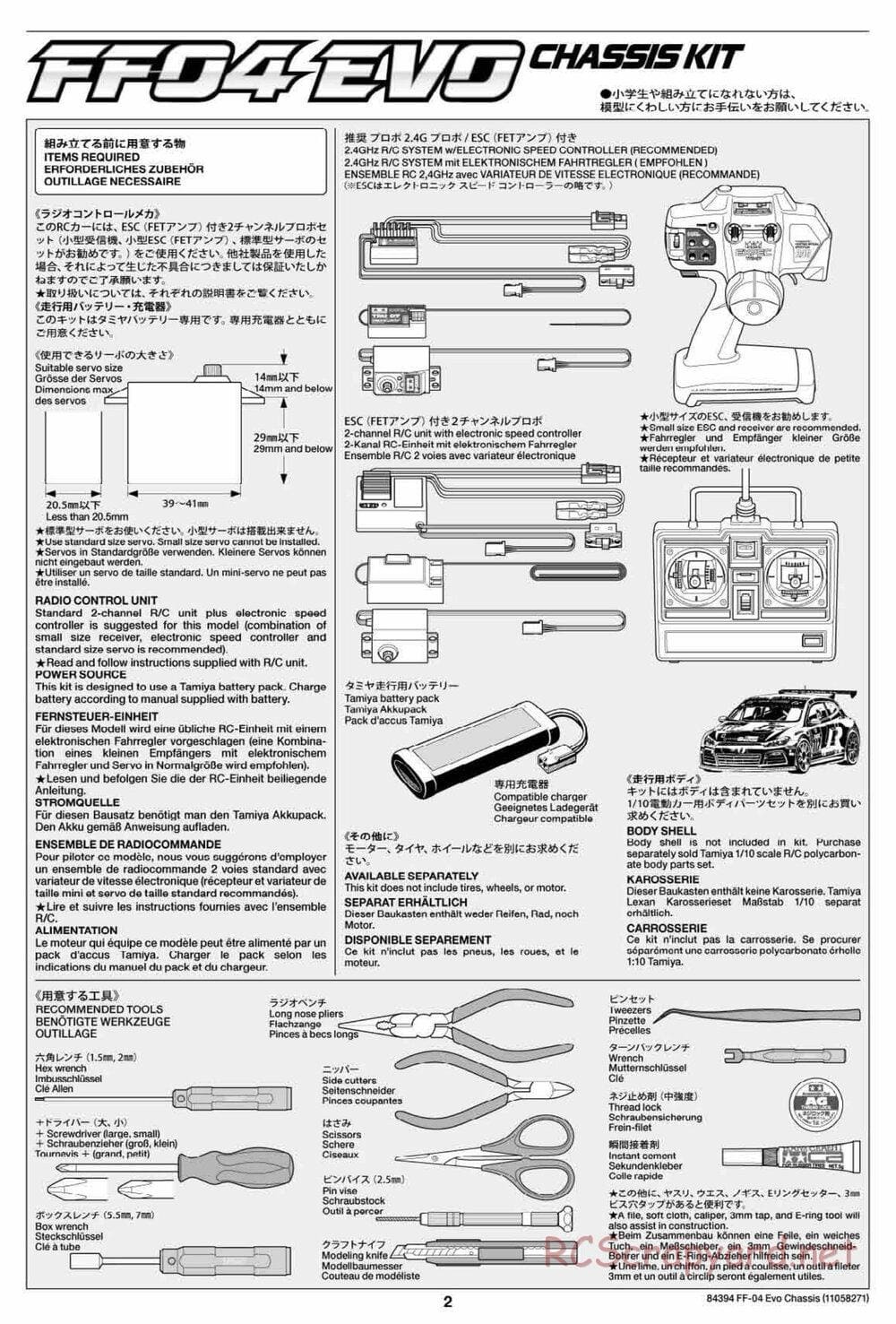 Tamiya - FF-04 Evo Chassis - Manual - Page 2