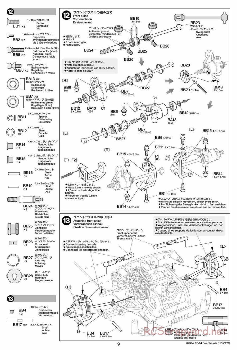 Tamiya - FF-04 Evo Chassis - Manual - Page 9