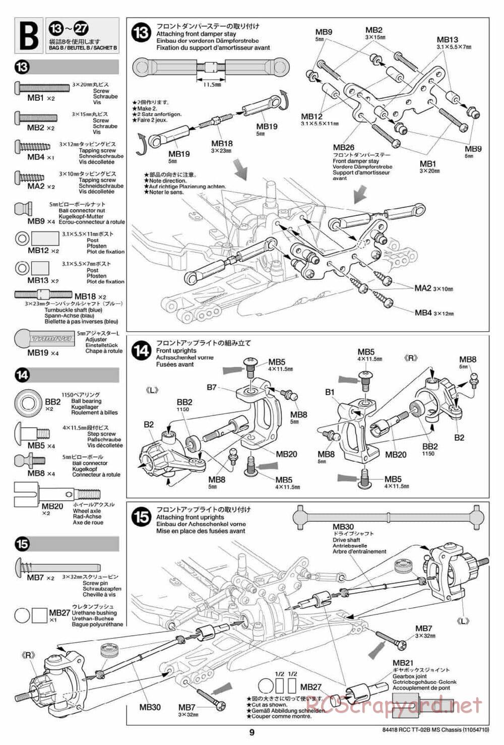 Tamiya - TT-02B MS Chassis - Manual - Page 9