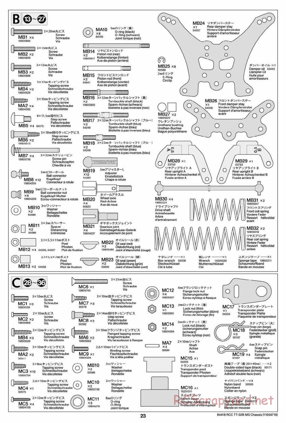 Tamiya - TT-02B MS Chassis - Manual - Page 23