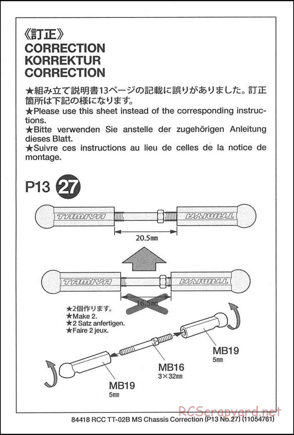 Tamiya - TT-02B MS Chassis - Manual - Page 27