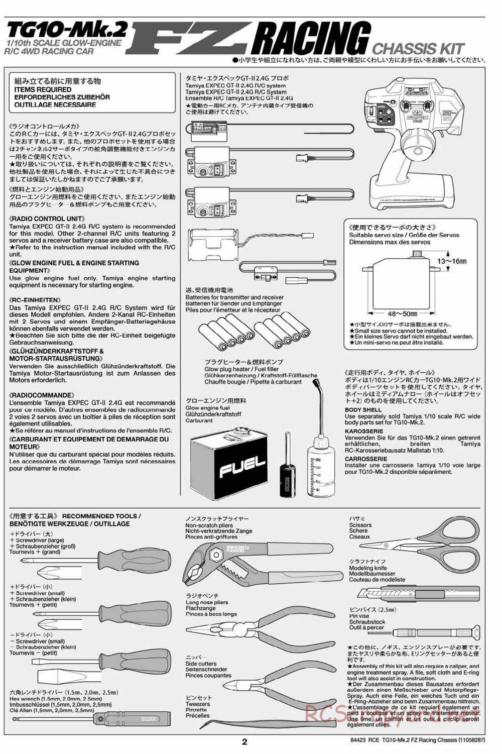 Tamiya - TG10 Mk.2 FZ Racing Chassis - Manual - Page 2