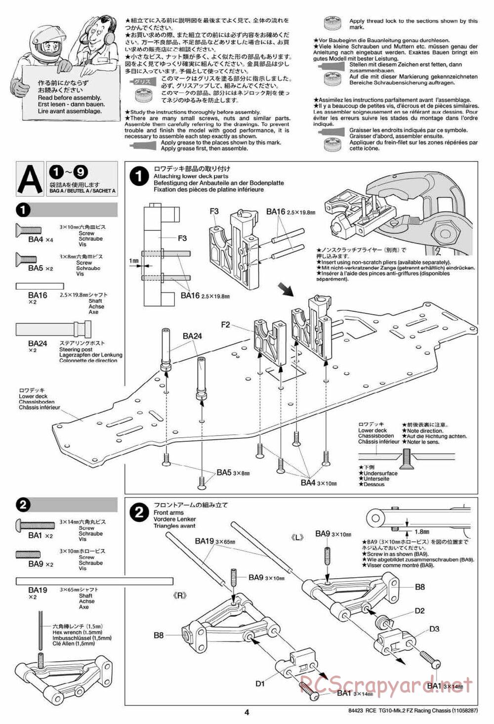 Tamiya - TG10 Mk.2 FZ Racing Chassis - Manual - Page 4